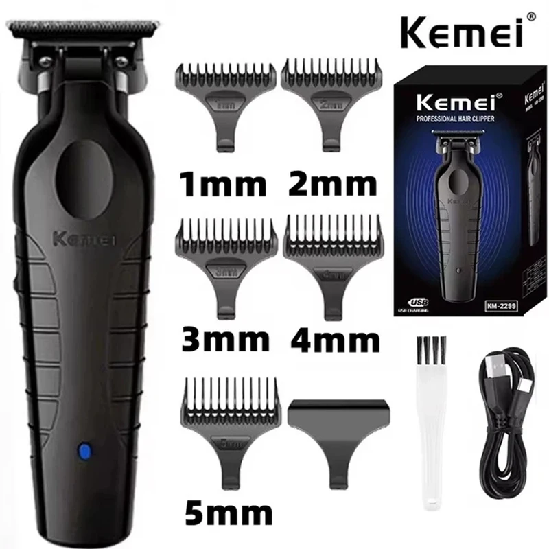 Kemei 2299 이발사 무선 헤어 트리머 0mm 제로 갭 조각 클리퍼 내돈내산