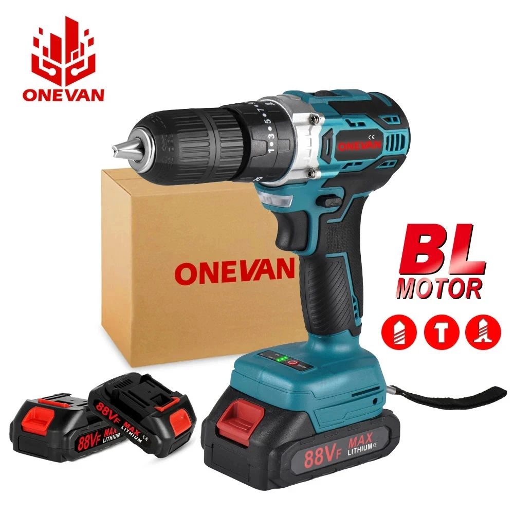 ONEVAN 25+3 토크 1000W 450NM 브러시리스 전기 임팩트 드릴